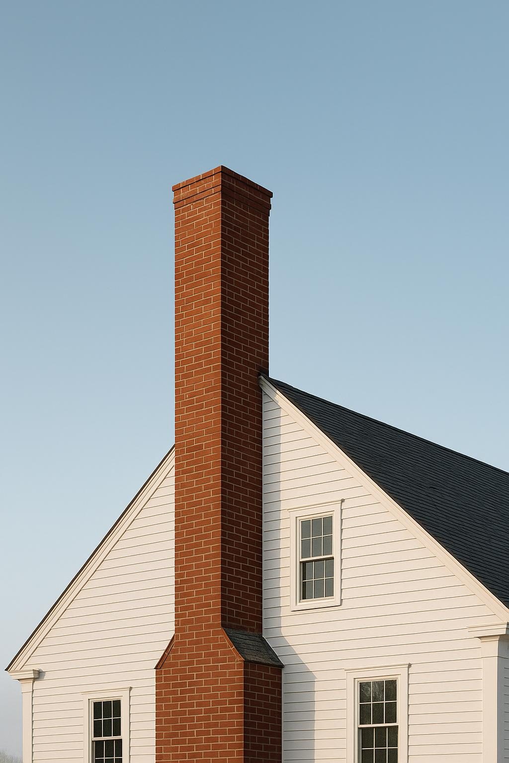 Brick chimney on a colonial house (illustration)